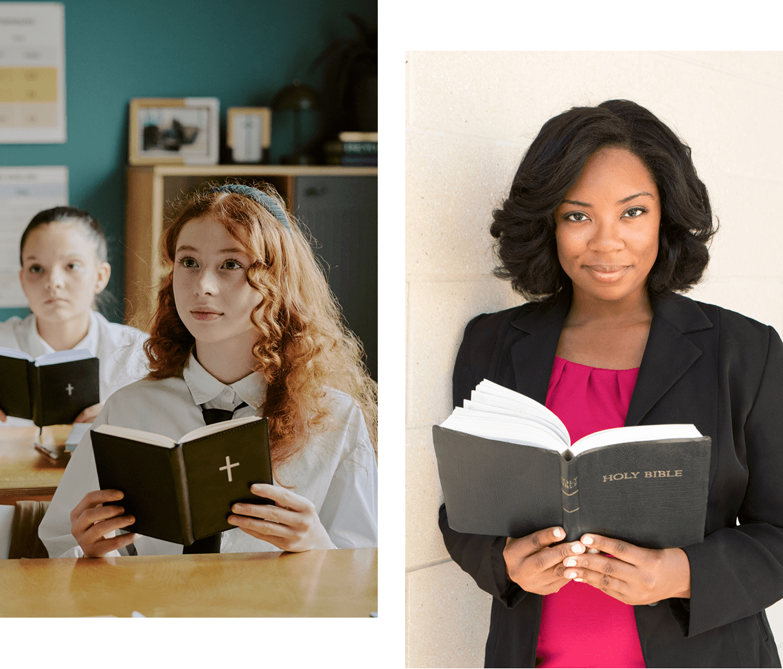 Students reading books in class