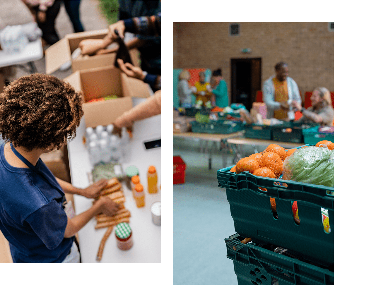 Boxes and produce at charity event