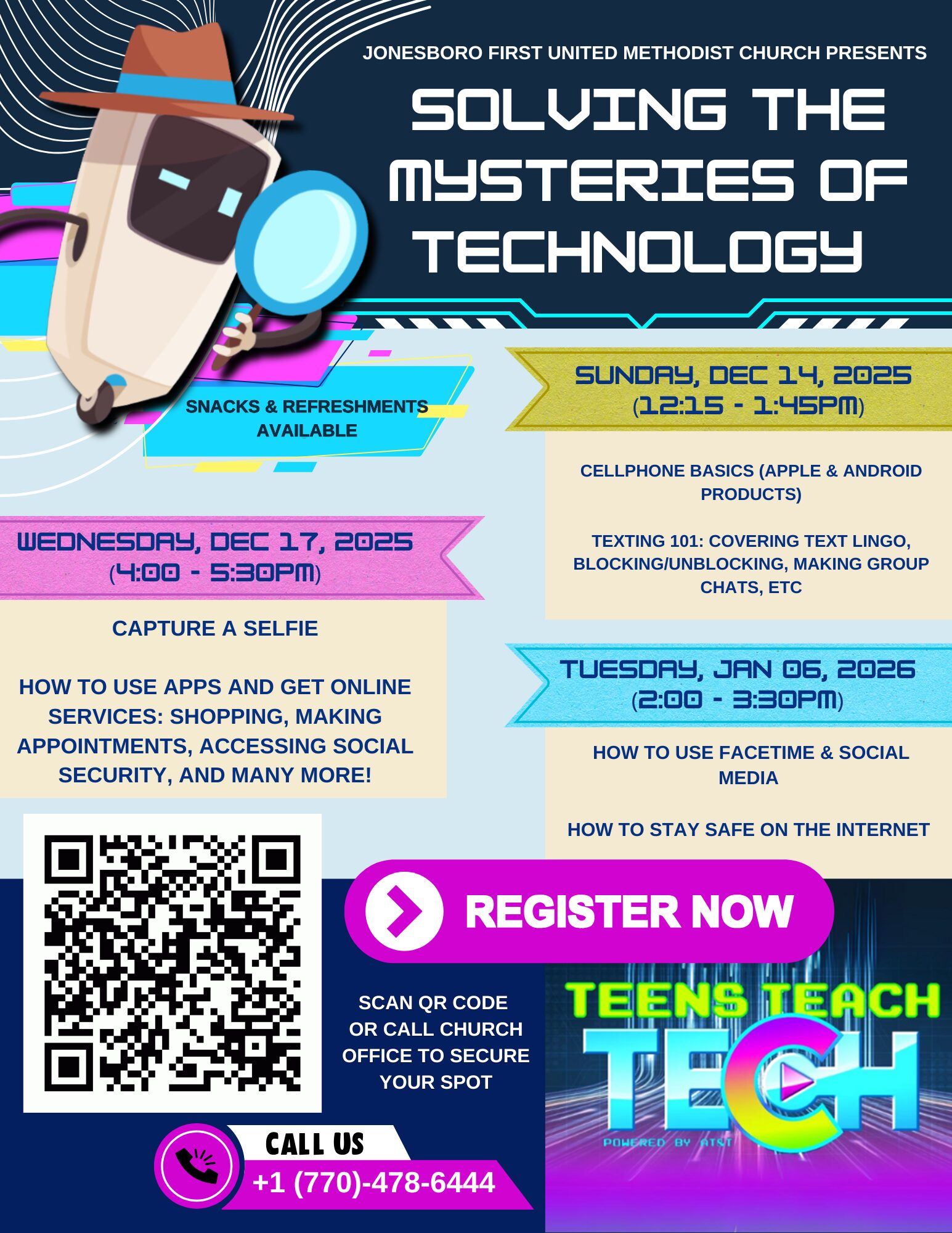Mysteries of Technology event with expert speakers and interactive sessions.