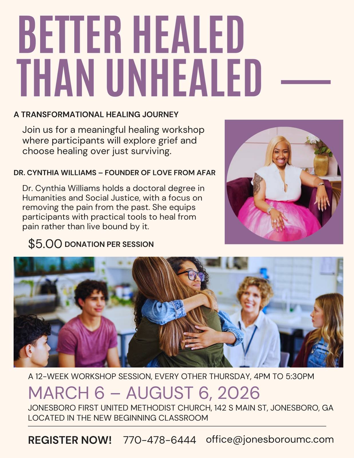 Poster for a healing journey event focused on trauma and recovery.